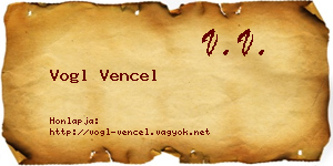 Vogl Vencel névjegykártya